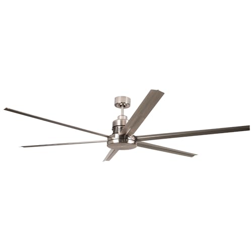 Craftmade Mondo MND72BNK6 | 72″ Brushed Polished Nickel Ceiling Fan | 6‑Speed Reversible DC Motor | 6‑Blade 21° Pitch Aluminum Blades | High Airflow 7,467 CFM | Light Kit Optional | Indoor Use Only