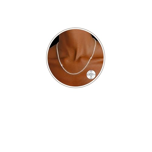 Dochais Collar Mujer de Plata Mujer 925 Ley Cadena 1mm/2mm Fina 41/46/51/56 cm Hombre Cadena Plata Joyeria Regalo Ideal para Colgantes o Capas