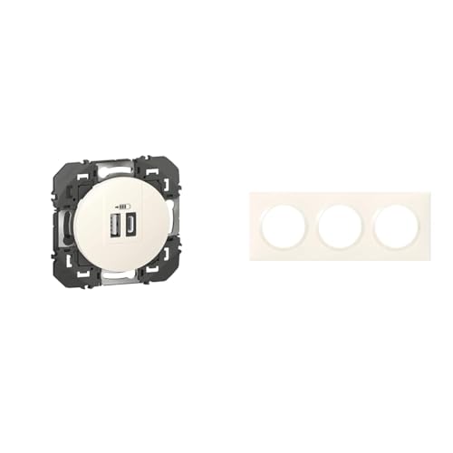 LEGRAND - Prise Double Chargeur USB-A + USB-C 3A/15W dooxie - Conforme Directive CEE & Plaque dooxie Carrée - Plaque de Finition pour Prises et Interrupteurs dooxie