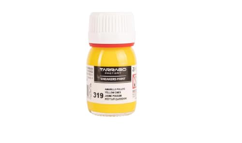 Tarrago Pollo Yellow Schuhfarbe 319, 25 ml Flasche, mit Pinsel und Schwamm, für Glattleder, Kunstleder oder Canvas