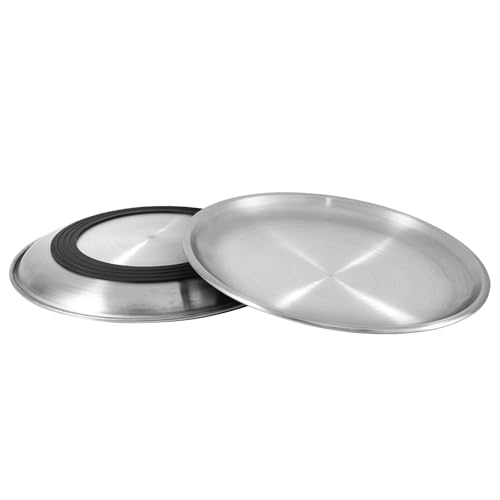 Alaoo 2 Pezzi ciotole piatte per gatti in acciaio inox,