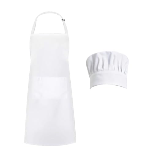 Xotectrix Juego De Gorro De Cocinero Y Delantal Para Hombres Y Mujeres, Delantal De Cocinero Con Bolsillos, Impermeable, Ajustable, Para Cocinar