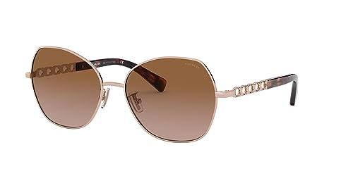 Coach HC7112 Sunglasses, Rose Gold/Brown Rose Gradient, 56 mm2
