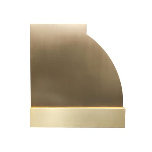 Image of SINDA Brushed Brass Range Hood with a High CFM Vent Includes LED Lights Baffle Filter and Straps 48 inchW x 26 inchH x 24 inchD Wall Mount