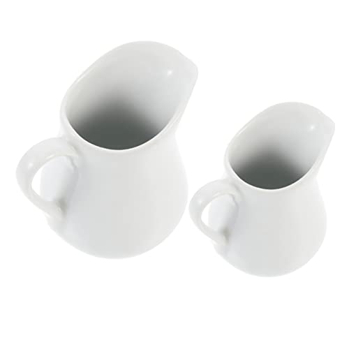 GRIRIW 2pcs Ceramic Milk Cup Small Milk Kettle Expresso Coffee Creamer Kettle Coffee Honey Pitcher Coffee Coffee Milk Jugs Soy Sauce Dispenser Coffee Dispenser Ceramics White