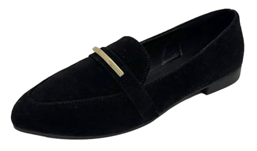 Flats Shoes for Women Faux Suede Pointed Toe Ballet Flats Comfortable Slip on Women's Loafers 2025 Trendy Suede Shoes