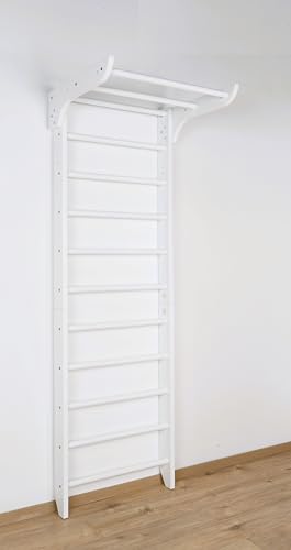 Turnwand Sprossenwand Kinder-1-220-Weiss Sportgerät, Gym Klettergerüst, Kletterwand, Holz, Fitness, Kletterwand mit Stange - Klimmzugstange, zuhause