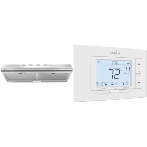 COMFEE' Comfee CVU30W4AST 30 inch Under Cabinet Ducted/Ductless Convertible Slim Vent & Emerson Sensi Wi-Fi Smart Thermostat for Smart Home, DIY, Compatible with Alexa, Energy Star Certified