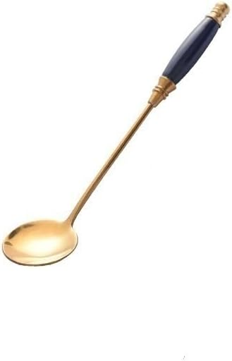 Silverware Flatware Set, 1/4/6/8/10/12 Pieces Creative Stainless Steel Long Handle Stirring Spoon Household Afternoon Tea Drink Stirring Honey Spoon Dessert Coffee Spoon(Green Gold,12 Piece