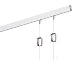 STAS Minirail Picture Hanging System Set - Covers 6.56 ft of Wall Space - Smallest Picture Rail & Art Hanging Gallery Kit for Art Display (White Rails, Includes 2 Hooks & Cords)