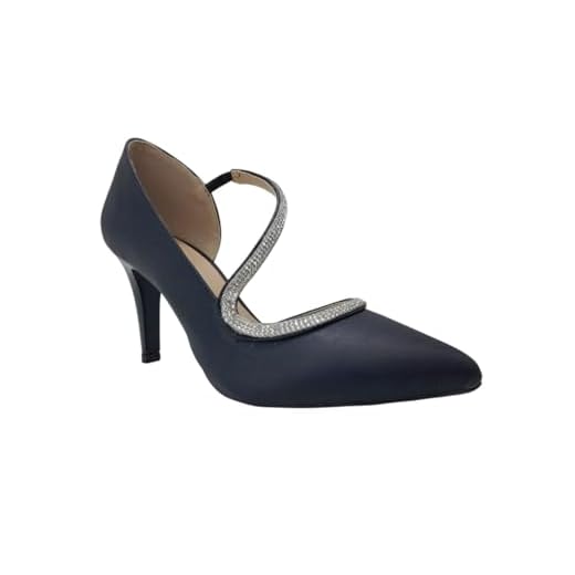 Sapato Scarpin Feminino Tiras Strass Salto Alto Bico Fino Confort 158 (Preto, BR, Adulto, Numérico, 35)