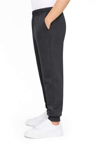 NIYS Kids Boys & Girls Fleece Cuffed Hem Tracksuit Jogging Bottoms, Soft School Uniform Drawstring Sweatpants, Elastic Waist Activewear Trousers (UK, Age, 13 Years, 14 Years, Regular, 1, Charcoal)