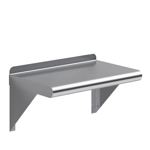 Image of AmGood 10 inch X 16 inch Stainless Steel Wall Shelf | Metal Shelving | Garage, Laundry, Storage, Utility Room | Restaurant, Commercial Kitchen | NSF