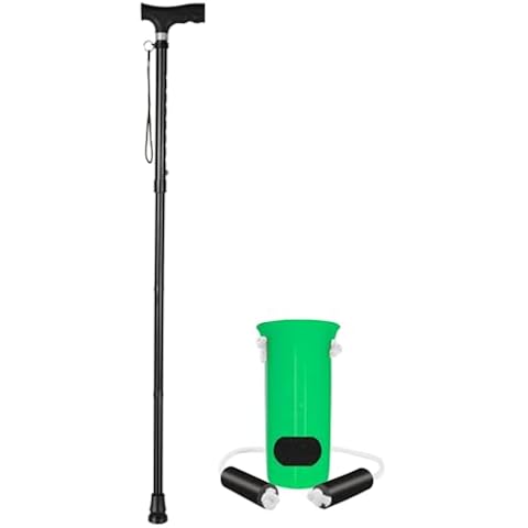 Kekoy 2 in 1 Walking Cane with Sock Aid Device for Seniors- Green Cover