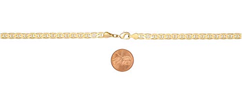 Barzel Womens Wide Gold Anklet Flat Mariner 18K Gold Plated Wide Flat Marina Link Anklet For Women - Made In Brazil #TOP1
