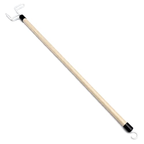 Blue Jay 27 Inch Wood Dressing Stick and Clothing Aid with Clip and Hook, Long Reach Assistive Device with Comfortable Grip for Seniors, Post Surgery Recovery, Limited Mobility