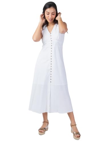Robe longue sans manches Seraphine blanc en tissu noble premium