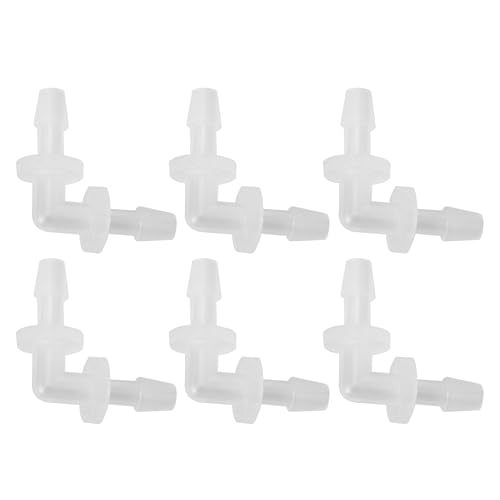 Partuto 6 Pcs Universal Automotive Vacuum Tubing Connector - Car 90 Degree 5/32 L Shaped Vacuum Tubing Connector Assortment 2 Way Vacuum Line Fittings - Plastic Transparent