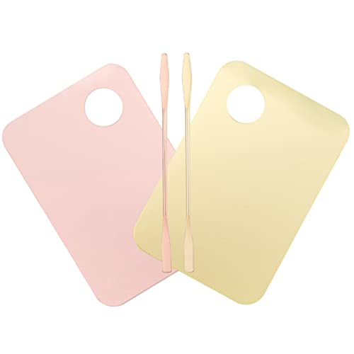 IWOWHERO Makeup Artist Tool Set 2 Pack Blush Palette for Foundation Mixing Spatula Tool Portable Makeup Mixing Plate