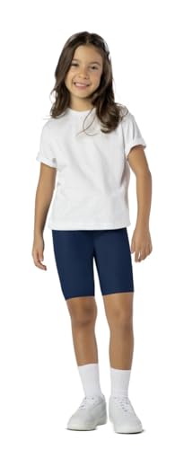 Bermuda Infantil Menina Suplex Marinho Escolar Confortável (BR, Idade, 14 Anos, Azul Marinho)