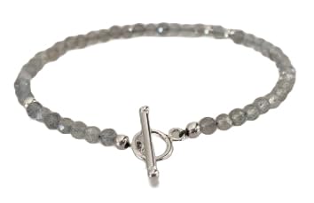 Bracelet de labradorite 4mm en argent sterling pour superposition et bijou délicat
