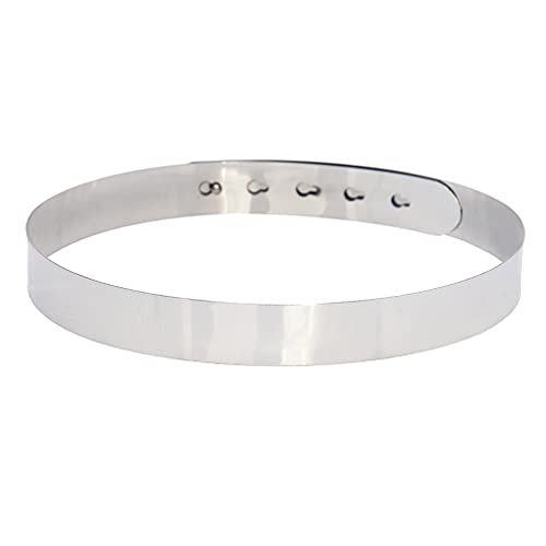 Damen Verstellbarer Metallgürtel Gold/Silber Waist Spiegel Bund Ketten Elastischer Stretch für Kleider (Breite 1,5cm/2cm/3cm) (Silber, 3cm)