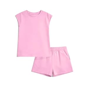 ZDC Girls Summer Outfits Casual Lounge Set Cap Sleeve T Shirt and Elastic Waist Shorts 2 Piece Clothing Sets