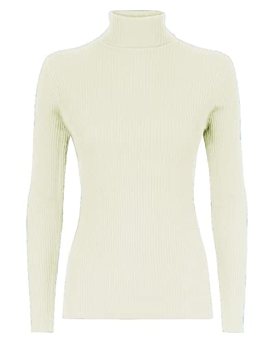 VEARZ® Womens Turtle HIGH Neck Jumper ! Ladies Long Sleeves Polo ROLL Neck Tops Ribbed Stretchy Pull Over Sweater Plus Size Cream