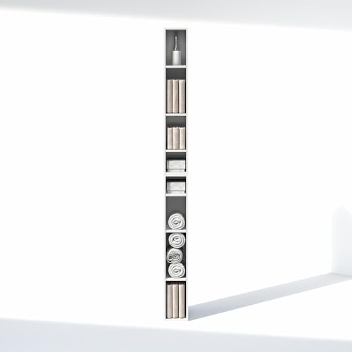 Image of Furinno Fulda 8-Tier Closet Organizers and Storage, Open Shelf, Storage Organizer, 6-Inch Width, for Closet, Bedroom, White
