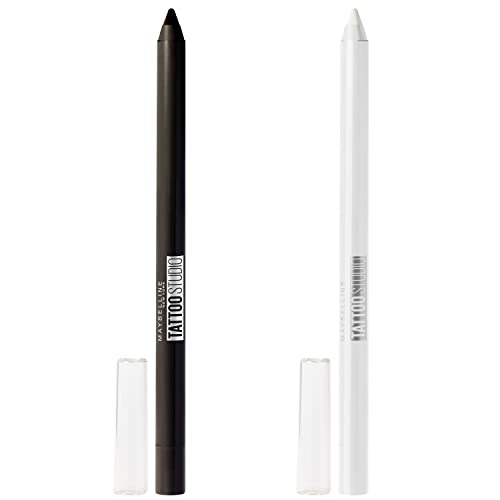 Image of Maybelline TattooStudio Long-Lasting Sharpenable Eyeliner Pencil, Deep Onyx + Polished White Bundle