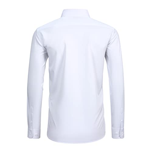 FAHIZO Men's Dress Shirt Regular Fit Soild Casual Business Formal Long Sleeve Button Down Shirts with Pocket3