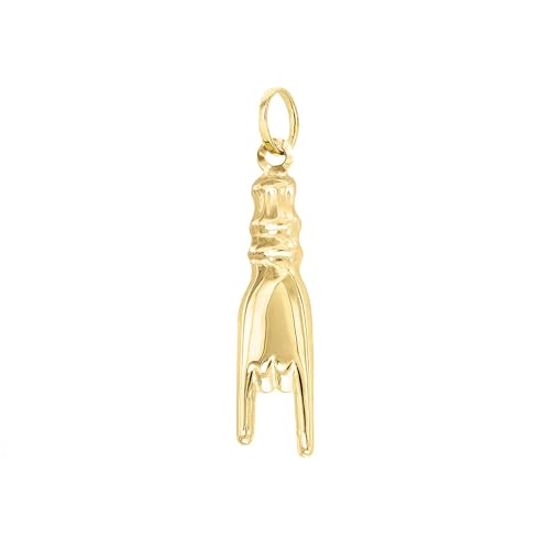 forme di Lucchetta - Authentic Italian Hand Charm - Good Luck Jewelry from Italy, Mens Womens 14k Gold Pendant for Necklace up to 4mm