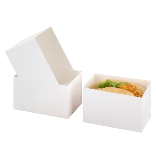 Bakbania 30 Pieces Paper Sandwich Boxes Take Out Containers Sandwich Cake Boxes for Toast, Donuts, Burgers(White)
