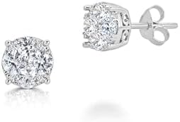 1/4-1.00 Ct Women Round Lab Grown Diamond Stud Earrings Set in 925 Sterling Silver Certified