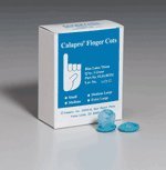 Finger cots, rolled, blue latex tissue, large, 144 per box
