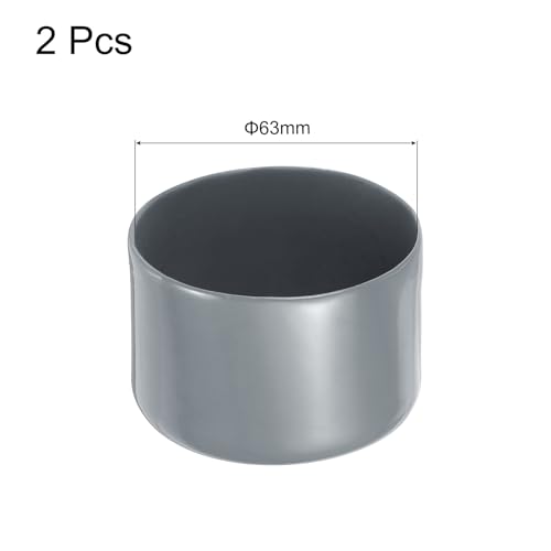 Image of uxcell 2pcs Rubber End Caps 63mm(2 1 /2 Inch) ID x 40mm(1 9 /16 Inch) H Vinyl Round Tube Bolt Cap Cover Screw Thread Protectors Light Gray, 40mm Height