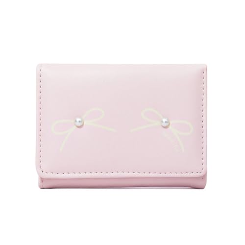Eslcorri Cute Women Wallet Mini Cash Purse Small PU Leather Clutch Card Holder Slim Trifold Envelop Young Ladies Coin Pouch (B, Pink)