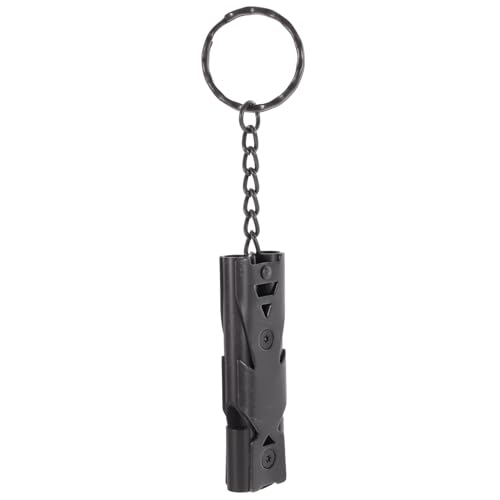 Toyvian Stainless Steel Emergency Whistle with Keychain Loud Dual Tube Design for Outdoor Activities Camping Hiking Gym and Training Black