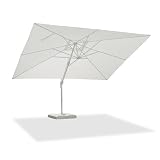 PURPLE LEAF Ombrellone da Esterno 3 x 4 m con Base a Croce, Parasole in Alluminio Tela 240 g/m² Protezione UV 50+, Inclinabile e Rotabile a 360° per Giardino Balcone Terrazzo Piscina, Bianco