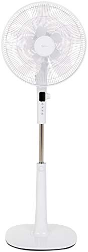 Amazon Basics Height & Tilt Angle Adjustable Oscillating Digital Dual 5-Blade 12-Speed Standing Pedestal Fan with Remote Control White