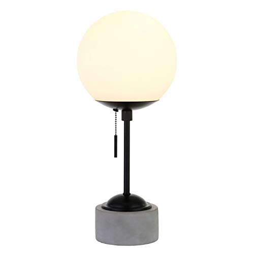 Reagan 17.75" Tall Table Lamp With Glass Shade In Black/White Milk #TOP2