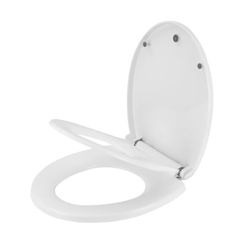 Toilet Seat with Built-In Toddler Seat，Potty Training Elongated or Oval Seat with Thickened Plastic Lid，Slow Close(white) Cover