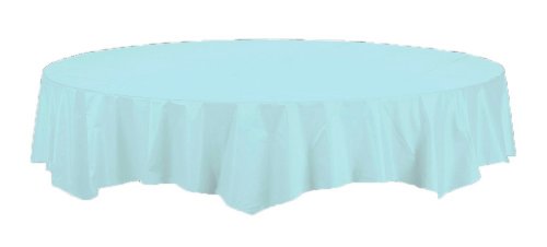 Touch of Color: Octy-Round 82 inch Plastic Lined Table Cover- Pastel Blue