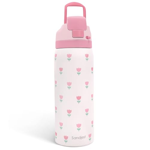 Image of Tulip Insulated Stainless Steel Water Bottle with Straw for Sports and Travel, 32oz, Gifts for Women Girls Friends Teens Birthday Christmas (Pink)