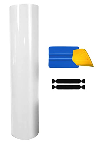 Image of VViViD White High Gloss Realistic Paint-Like Microfinish Vinyl Wrap Roll with Air Release Technology (50ft x 5ft (with Tool Kit))