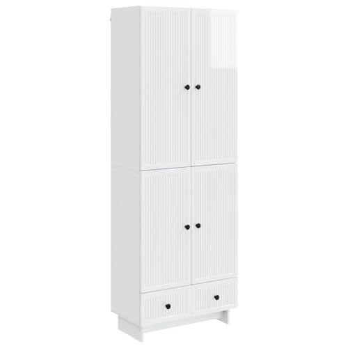 Armarios de salón blanco brillante moderno aparador y mueble de pared juego de 2 piezas de madera 2