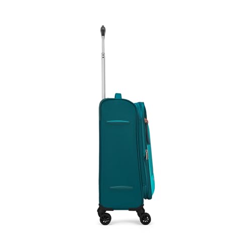 Image of Skybags Genesis Cabin Soft Luggage (55 Cm) | Soft Luggage Trolley with 8 Wheels and 3 Digit Combination Lock| Teal | Unisex