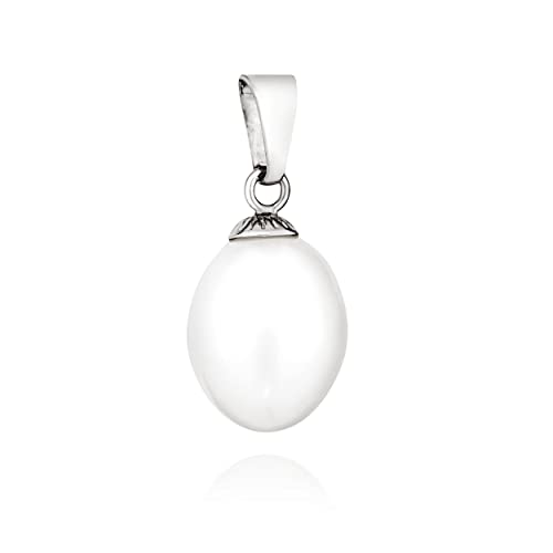 Pendentif perle véritable d'eau douce NKlaus en argent fin 925 une amulette élégante de 12x9mm