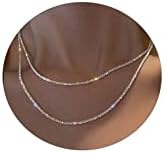 Tasiso Silver Plated Rope Chain Necklace Dainty Shiny Twist Chain Necklace For Women Sparkling Choker Necklace Set Stacking Minimalist Jewelry Gift 38/42CM