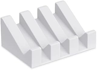Silicone Soap Dish with Drainage - Soap Dishes for Bathroom, Shower, Kitchen, Travel  Self Draining Easy Cleaning Soap Tray Holder Saver, White